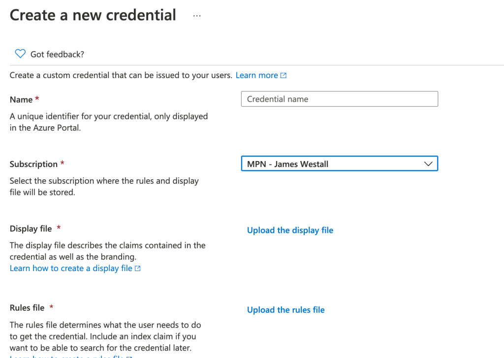 Verifiable Credentials Provisioning Screen