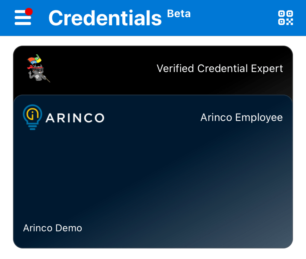 Two Verified Credentials Cards